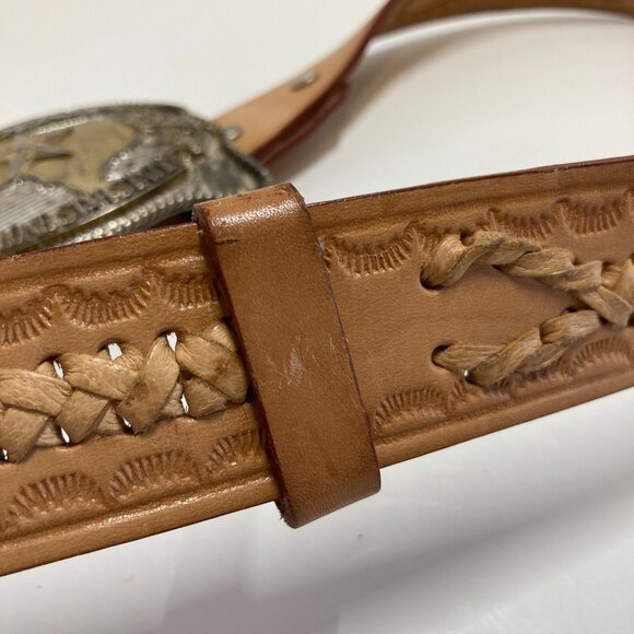 ADM Silversmith Col Texas Lone Star State Belt Buckle 40 Leather Belt Hand Made - Picture 11 of 16